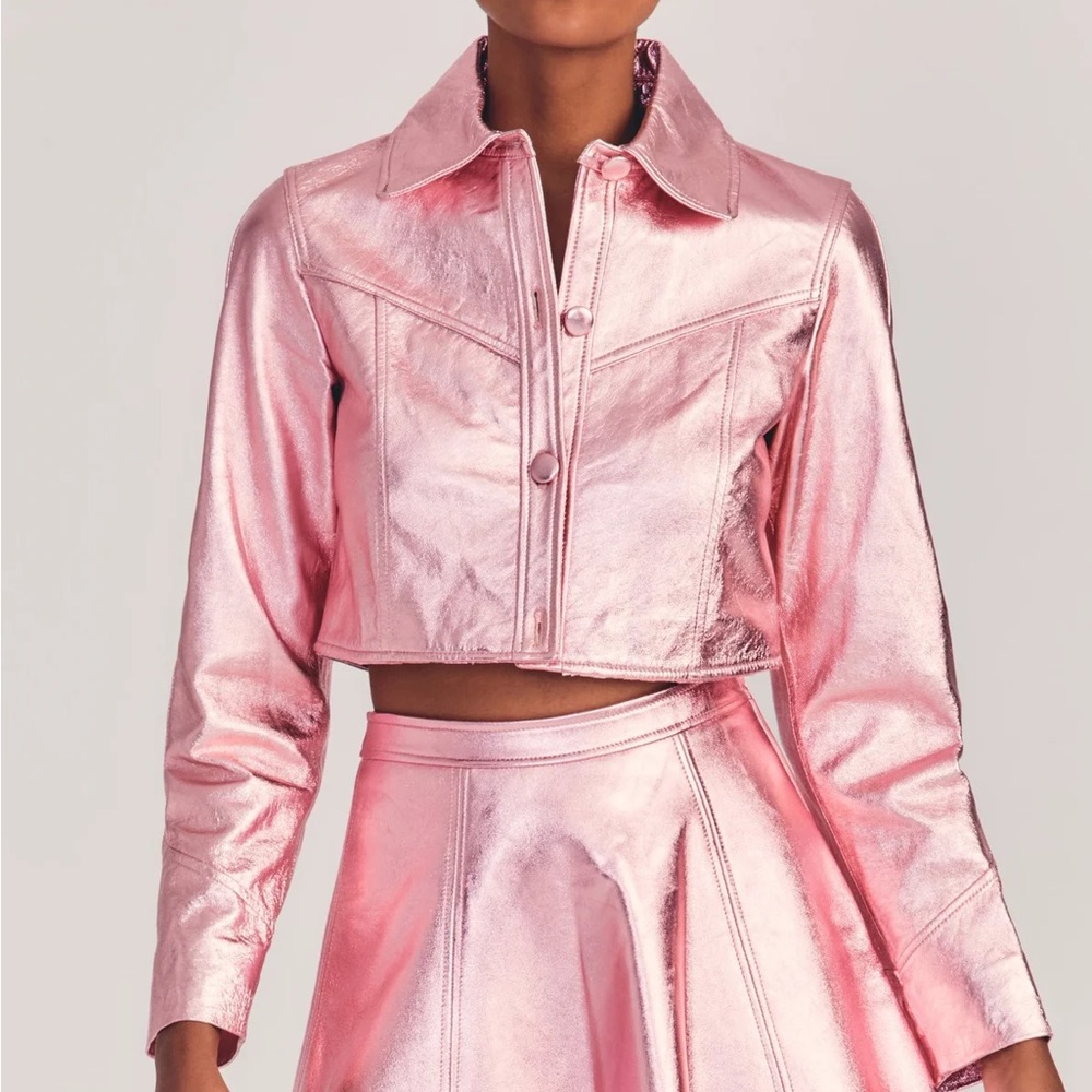 LoveShackFancy India Cropped Leather Jacket